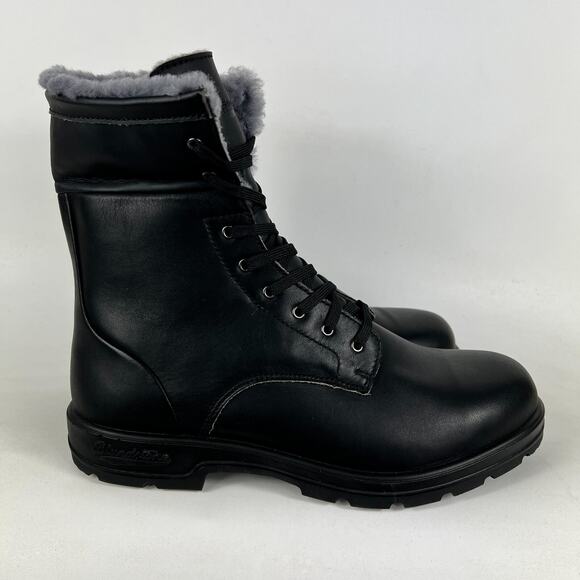 Blundstone 1465 Men's 11 Triple Black Leather Lace Up Ankle Winter Thermal Boots - Picture 2 of 12